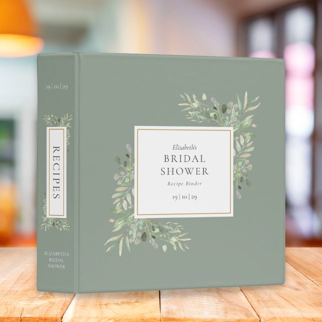 Botanical Greenery Sage Green Bridal Shower Recipe Binder (Creator Uploaded)