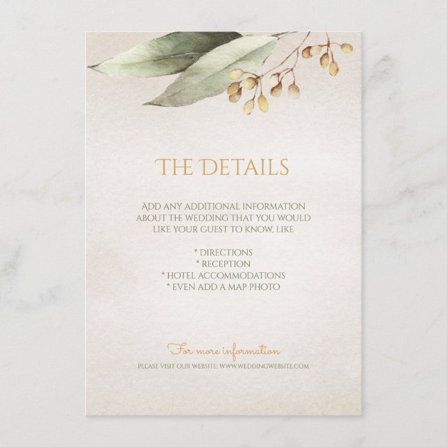 Botanical greenery vintage rustic detail card (Front)