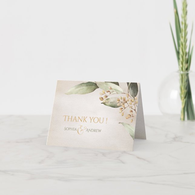 Botanical greenery vintage rustic thank you (Front)