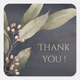 Botanical greenery vintage rustic wedding favour square sticker
