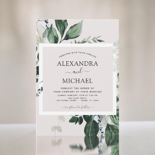 Botanical Greenery Watercolor Elegant Wedding Invitation