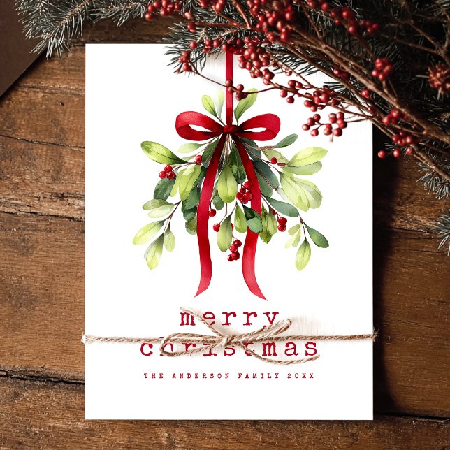 Botanical Greenery Watercolor Merry Christmas Holiday Postcard (Creator Uploaded)