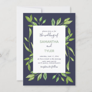 Botanical Greenery Watercolor Petite Wedding Invitation