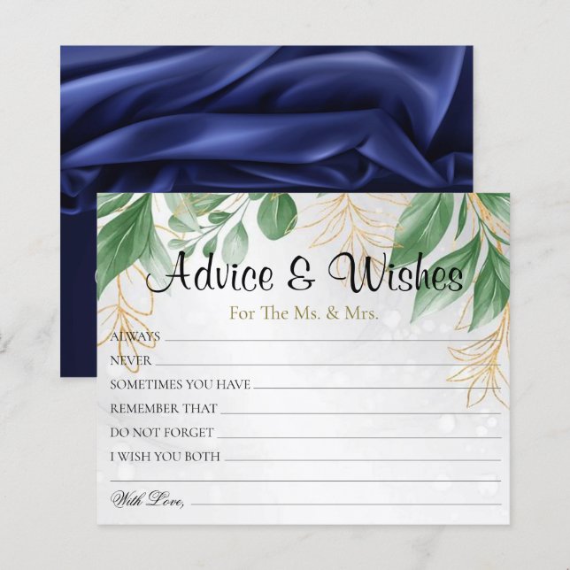 Botanical Greenery Wedding Advice Wishes Cards (Front/Back)