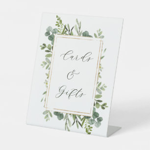 Botanical Greenery Wedding Cards & Gifts Pedestal Sign