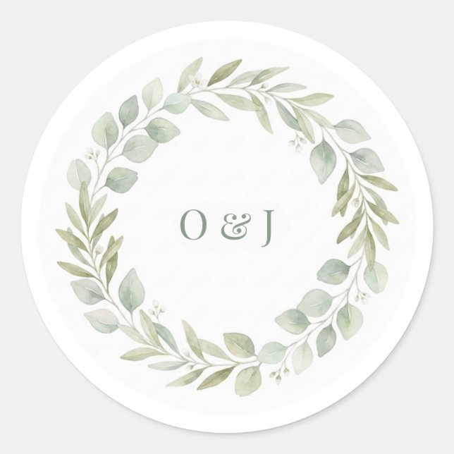 Botanical Greenery Wedding Envelope Seals (Front)