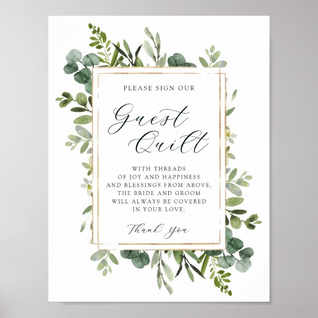 Botanical Greenery Wedding Guest Quilt Sign (Front)