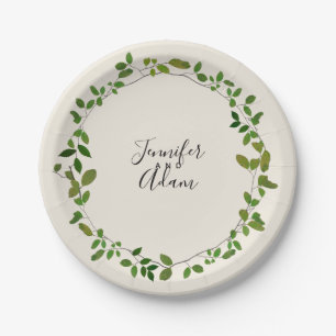 Botanical Greenery Wedding Paper Plate