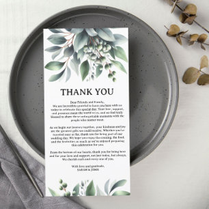 Botanical Greenery Wedding Reception Tables Thank You Card