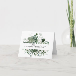 Botanical Greenery with Last Name Holiday Card