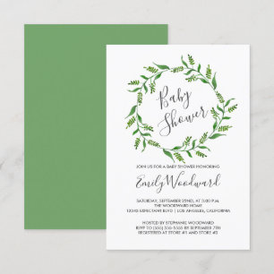 Botanical Greenery Wreath Baby Shower Invitation