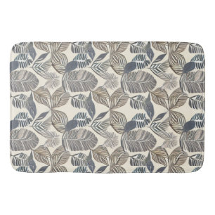 Botanical Grey Leaf Abstract Bath Mat 