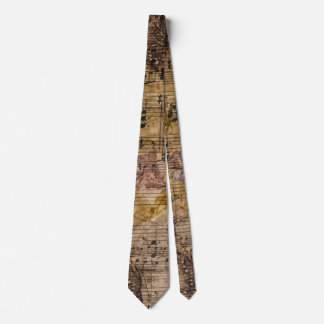 Botanical Grunge Floral Sheet Music Neck Tie