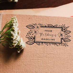 Botanical Hand-drawn Custom Library Book Self-inking Stamp