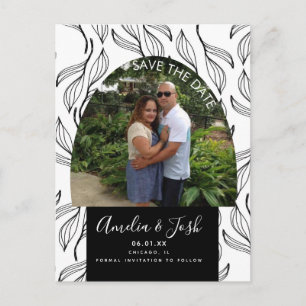 Botanical Hand Drawn Leaf Save the Date Photo  Pos Postcard