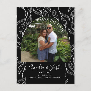 Botanical Hand Drawn Leaf Save the Date Photo Postcard