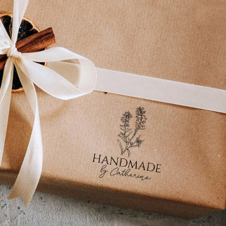 Botanical Handmade by (custom name)   Rubber Stamp