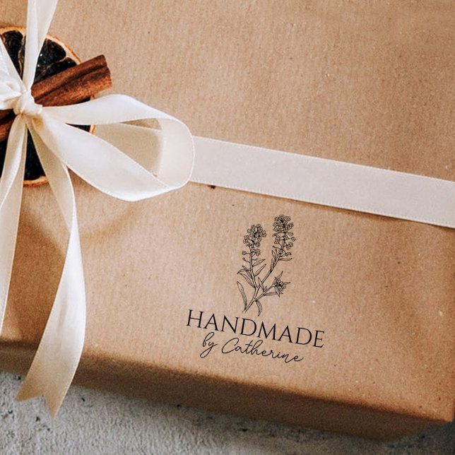 Botanical Handmade by (custom name)   Rubber Stamp (Creator Uploaded)