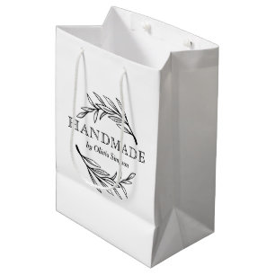 Botanical Handmade Thank you Small Business Custom Medium Gift Bag