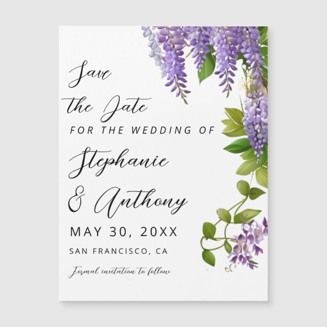 Botanical Hanging Purple Wisteria Wedding  (Front)