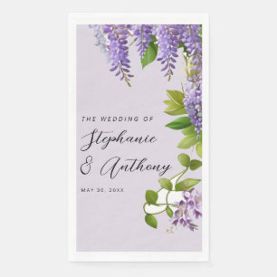 Botanical Hanging Purple Wisteria Wedding  Napkin