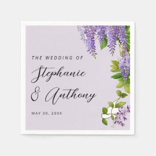 Botanical Hanging Purple Wisteria Wedding  Napkin
