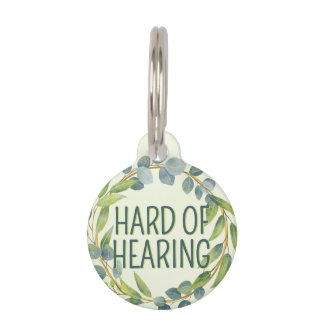 Botanical Hard of Hearing Green Deafness Pet Tag