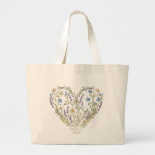 Botanical Heart Apothecary Pharmacy Flower  Large Tote Bag