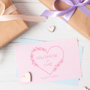 Botanical Heart Floral Whreath Handmade with Love  Rubber Stamp