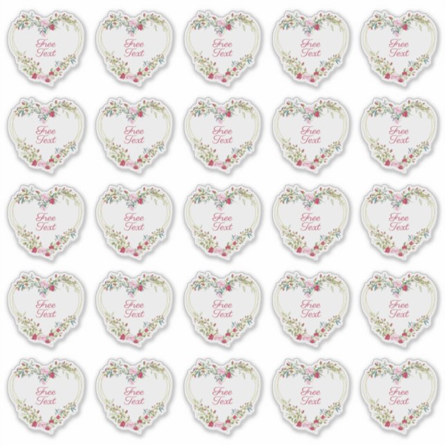 Botanical Heart in Pink and Red Shades Custom Text (Front)