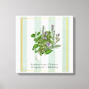 Botanical Herb Garden Medley - Sage Kitchen Art Canvas Print