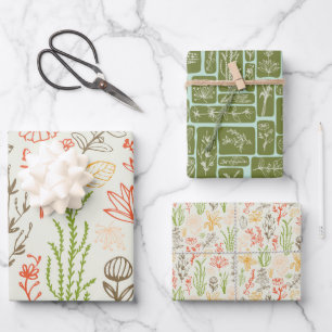 Botanical Herbs in warm colours wrapping paper