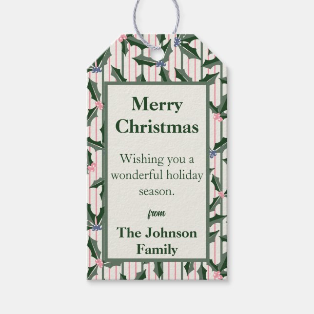 Botanical Holiday Gift Tags (Front)