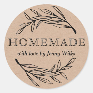 Botanical Homemade With Love Small Business Classic Round Sticker
