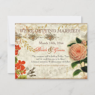 Botanical Hummingbirds Camellia Save the Date
