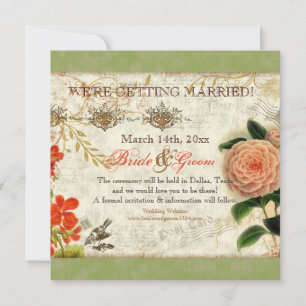 Botanical Hummingbirds Camellia Save the Date Invitation