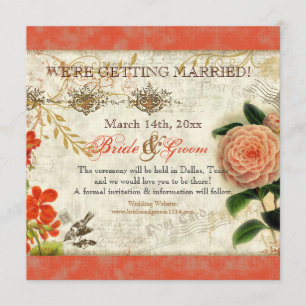 Botanical Hummingbirds Camellia Save the Date Invitation