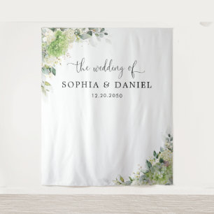 Botanical Hydrangeas Wedding Backdrops Banner  Tapestry