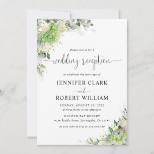Botanical Hydrangeas Wedding Reception Invitation