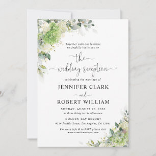 Botanical Hydrangeas Wedding Reception Invitation