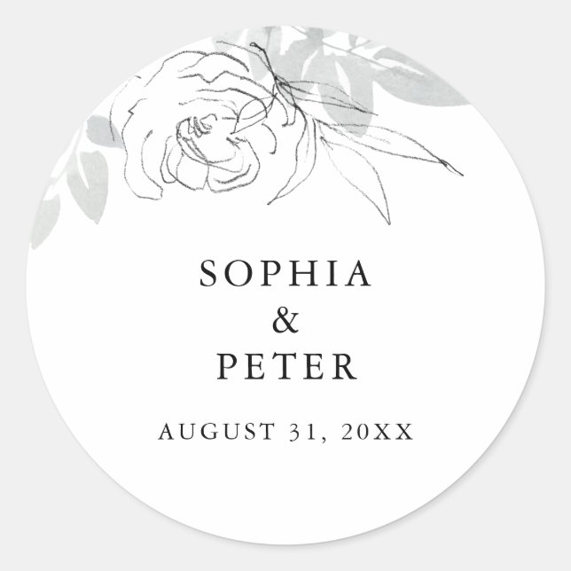 Botanical Illustration Wedding Favour Sticker (Front)