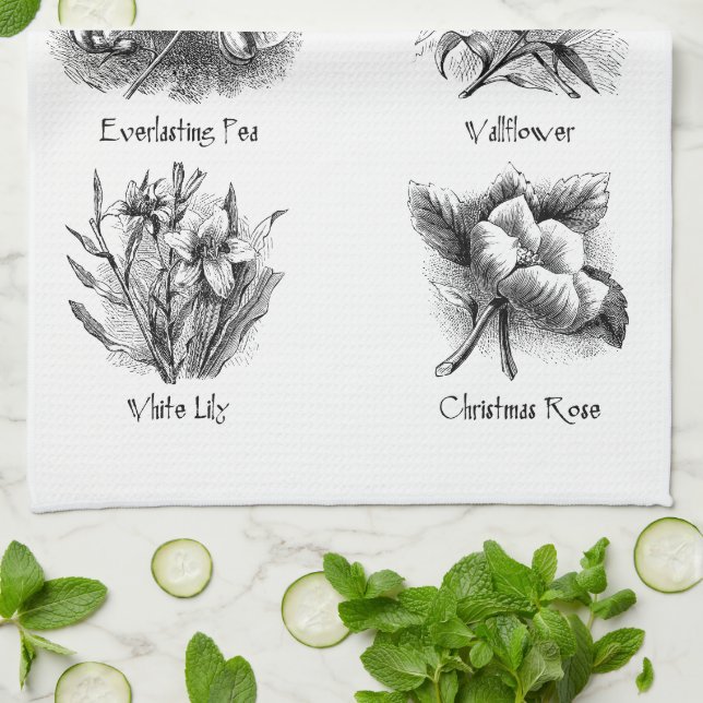 Botanical illustrations kitchen towel (Folded)