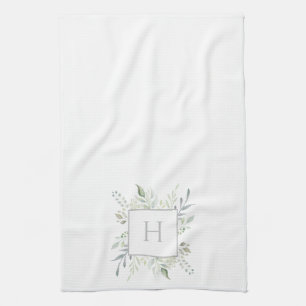 Botanical Initial Monogram Kitchen Towel