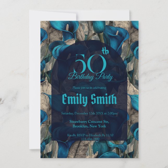Botanical Inspired Call Lilies Inspired Birthday  Invitation (Front)