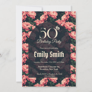 Botanical Inspired Peonies Accent Birthday Invitation