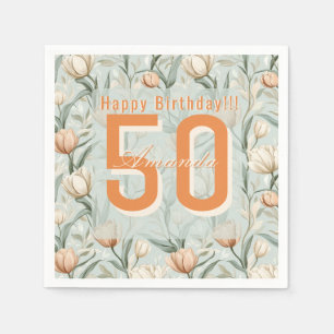 Botanical Inspired Tulip Themed Wife’S Birthday Napkin