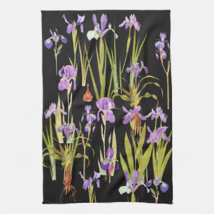 Botanical Iris Flowers Floral Irises Kitchen Towel