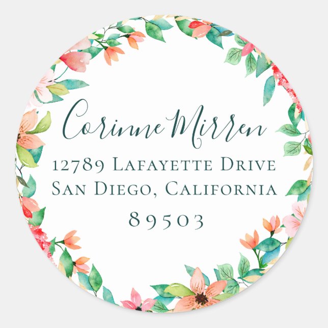Botanical Island Floral Adresse de retour Sticker (Devant)