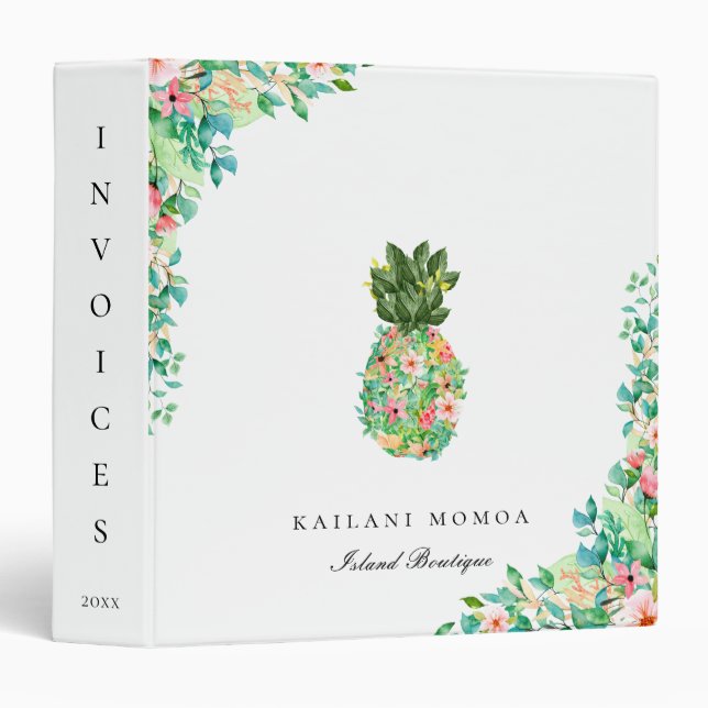 Botanical Island Floral Pineapple Binder (Front/Spine)