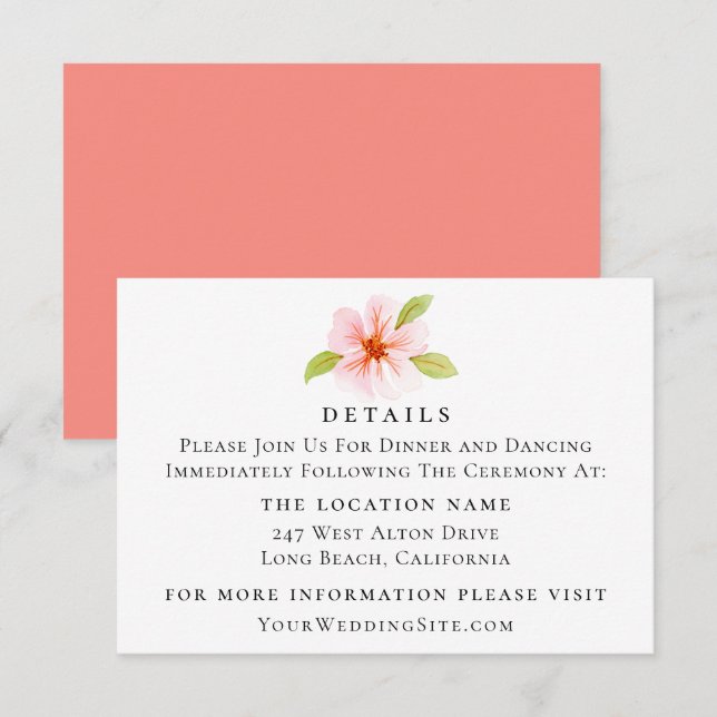 Botanical Island Flower Wedding Details Invitation (Front/Back)